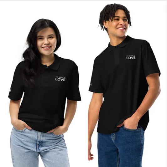 My Name Is Love: Unisex pique polo shirt