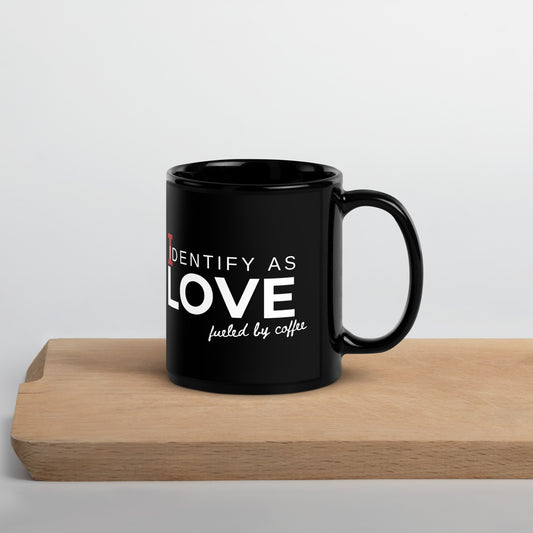 Identify As Love: Black Glossy Mug