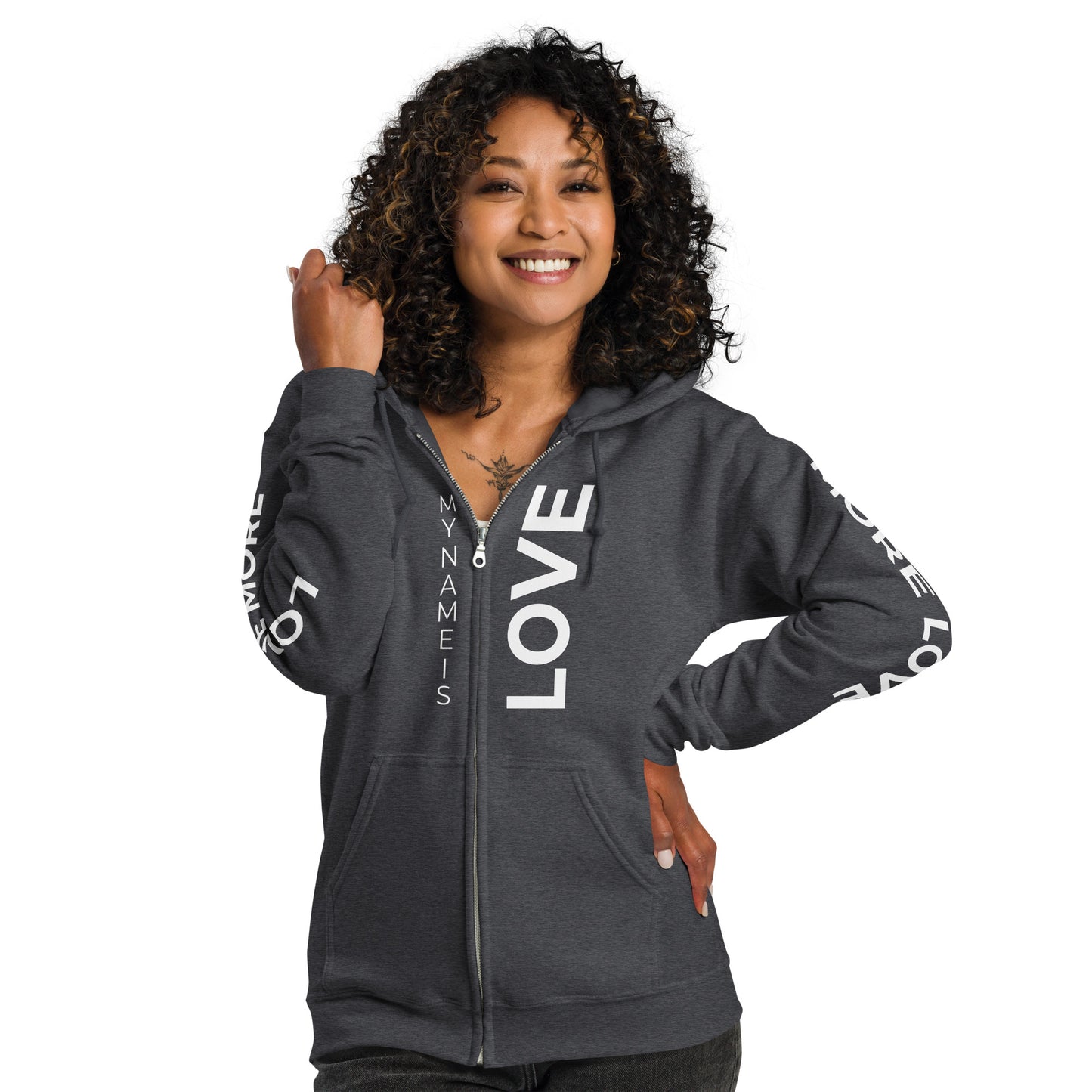 My Name Is Love / More Love: Unisex heavy blend zip hoodie