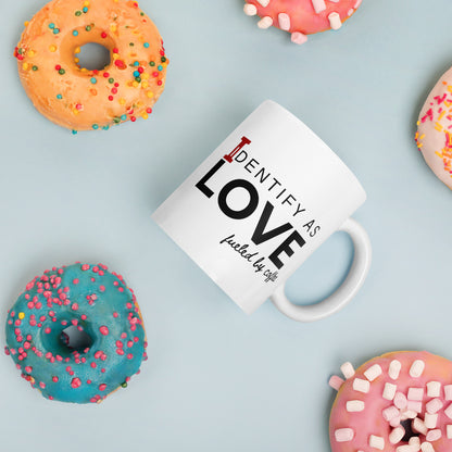 Identify As Love: White glossy mug