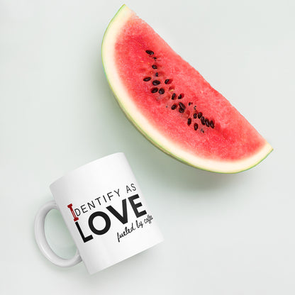 Identify As Love: White glossy mug