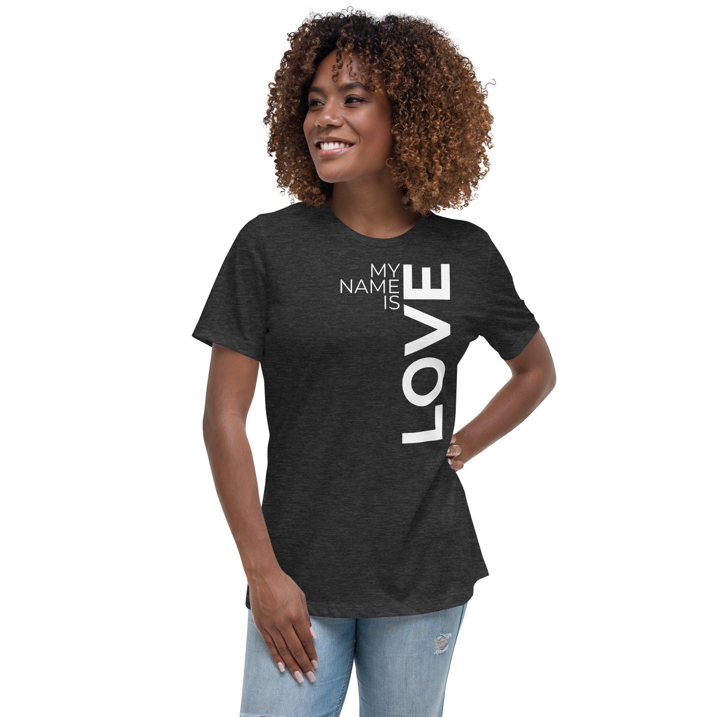 Love Vertical Print: Women's Relaxed T-Shirt